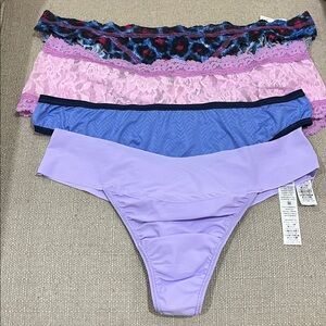 4 NEW Hanky Panky Various Styles Colorful Lace and Solid Panty Thong Set